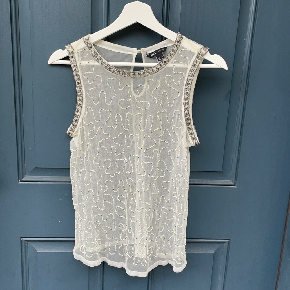 Mango mesh top with beads size xs